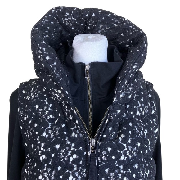 EIN Down Filled Hooded Vest & Scuba Jacket 2in1 Twofer Black Lace Zip-up 36 / XS - Picture 5 of 16